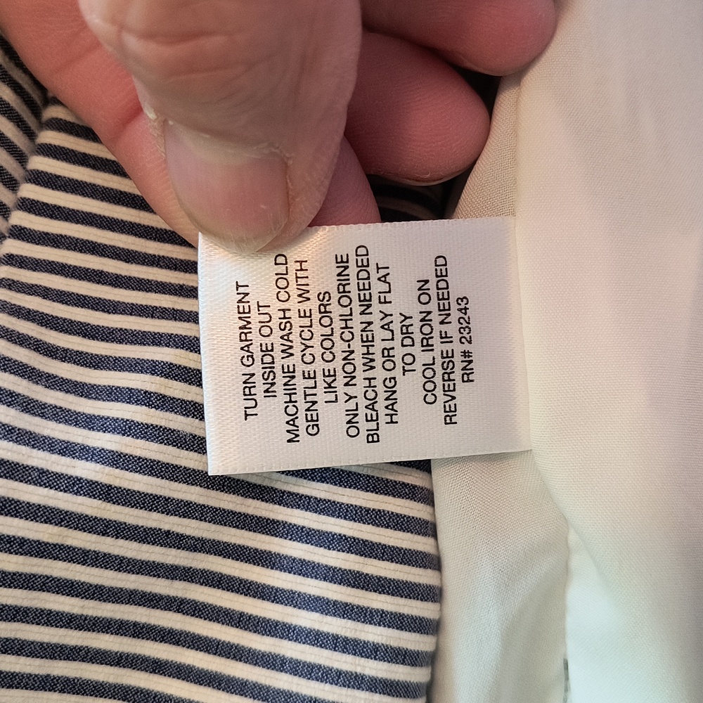 New York & Co Pencil Skirt Wmn's 18 Blue White Striped Seersucker Nautical - Picture 15 of 16